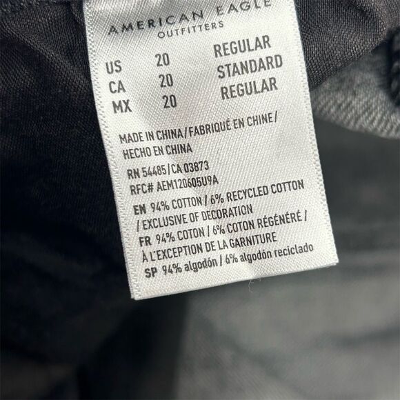 American Eagle Women's Baggy Jeans Size 20 Black Dark Wash Denim - Picture 7 of 10
